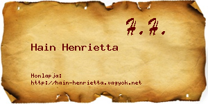 Hain Henrietta névjegykártya